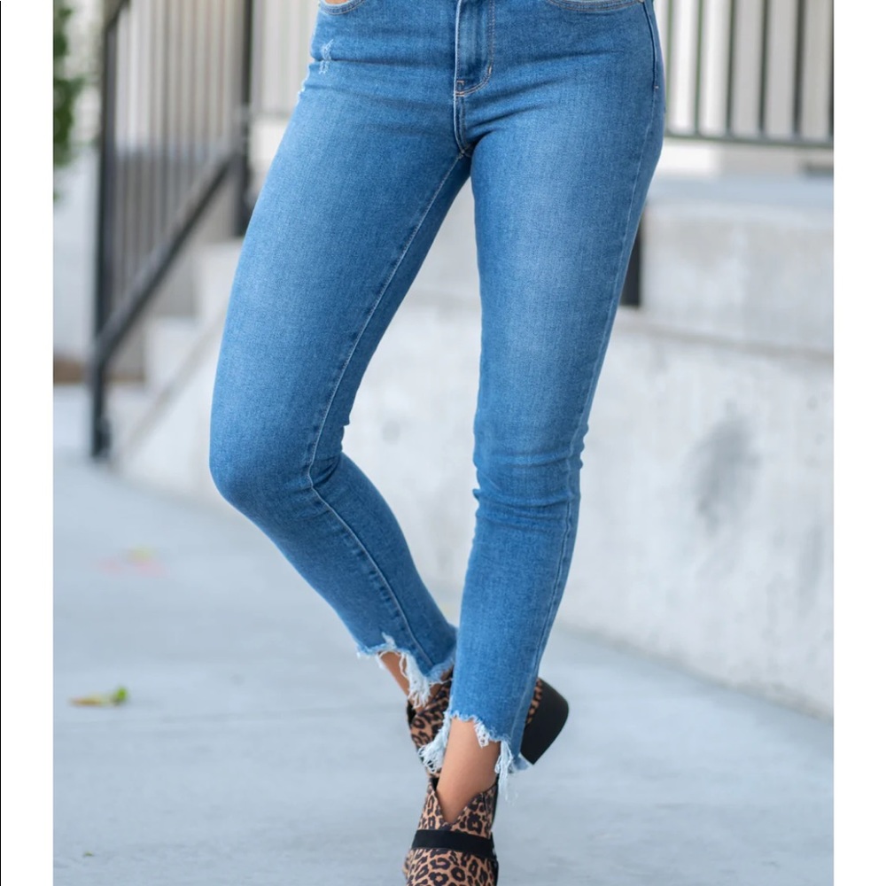 Almost new Just black mid rise ripped hem jeans